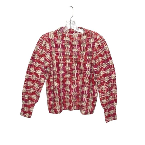 NEW Nic+Zoe Waffle Stitch Stamp Sweater Women's Red/Pink Long Sleeve Top Size L - Picture 1 of 5